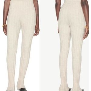 Annie Bing Val Ribbed Wool Leggings in Cream - NWT